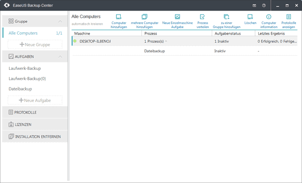 Backup Status anschauen in EaseUS Backup Center