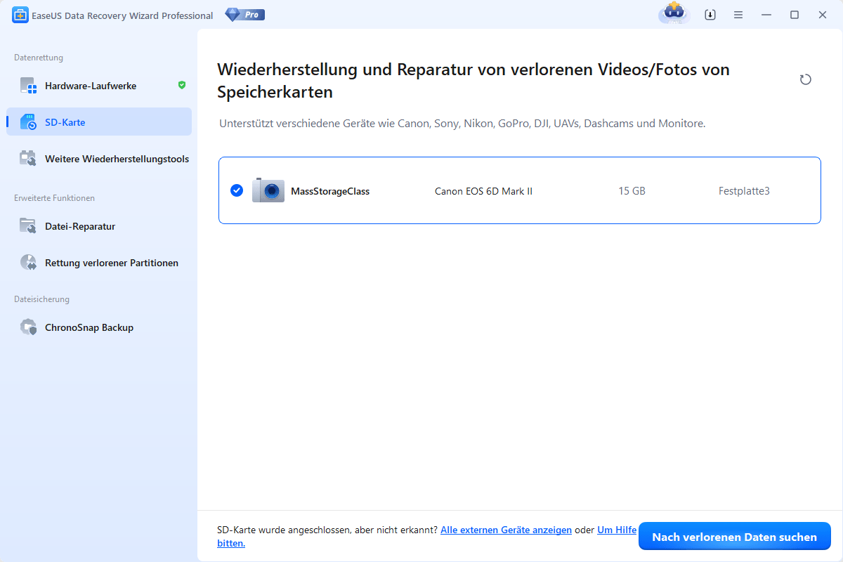 SD-Karte anschließen und auswählen