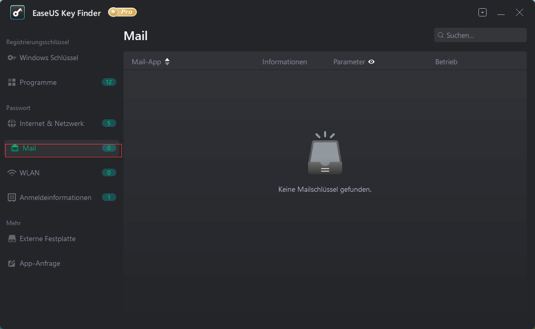 E-Mail-Produktschlüssel finden