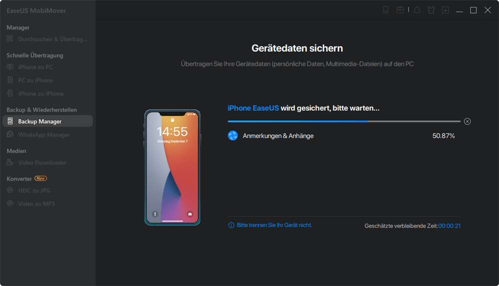 So sichern Sie das iPhone auf dem PC