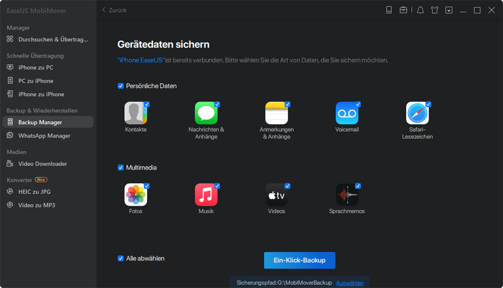 Ein-Klick-Backup