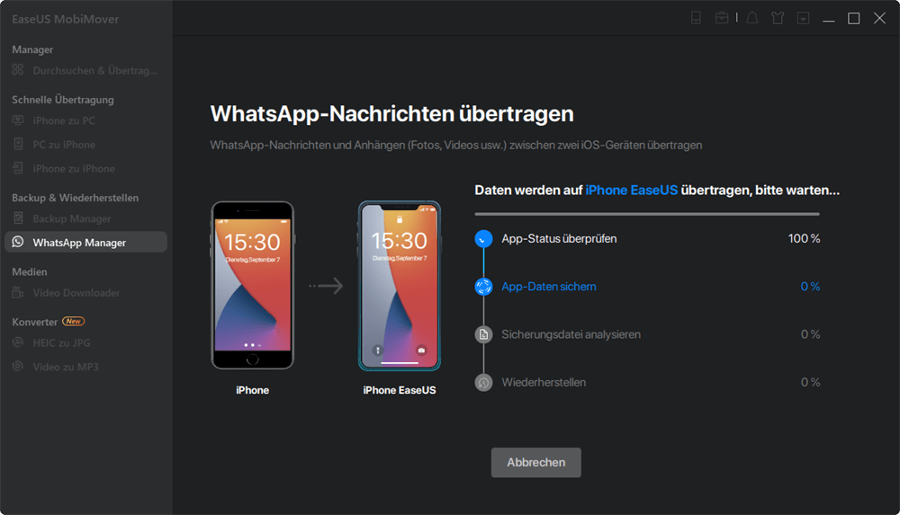 WhasApp Nachrichten von iPhone auf iPhone übertragen - WhatsApp Nachrichten auswählen.