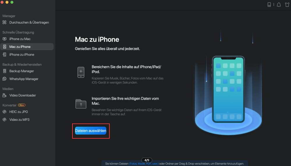 Übertragen Sie Dateien zwischen iPhone und Mac