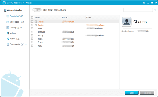 Vorschau und Wiederherstellung von Daten mit der EaseUS Online-Datenwiederherstellungssoftware für Android
