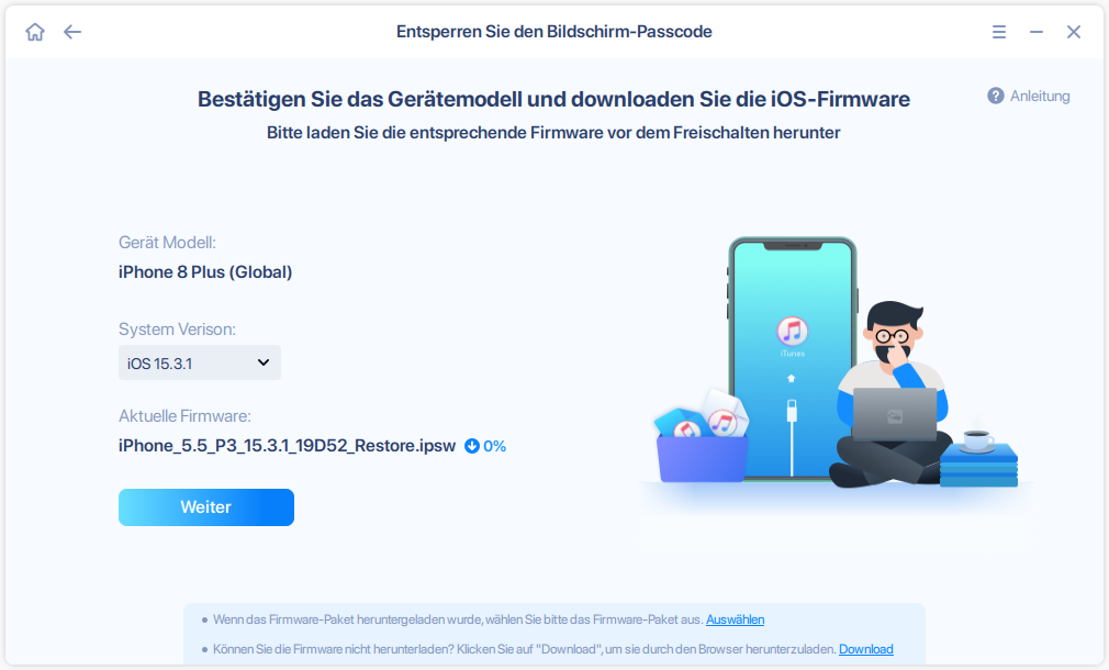 Auf Weiter klicken
