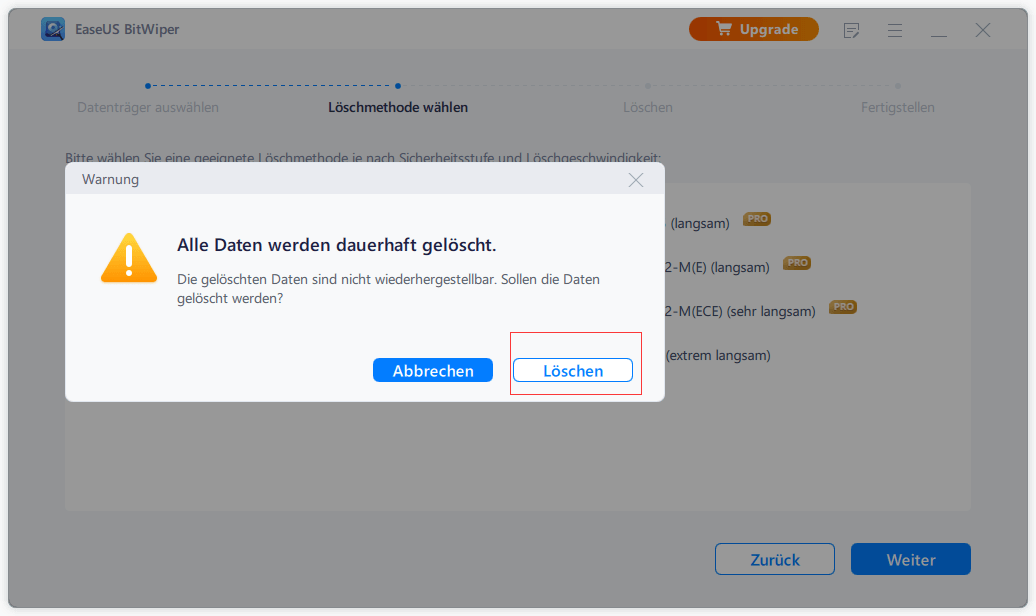 Auf Löschen klicken