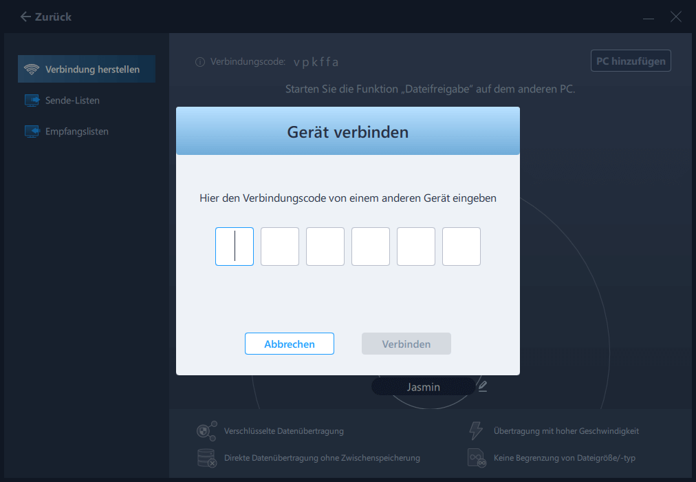 mit dem Code verbinden