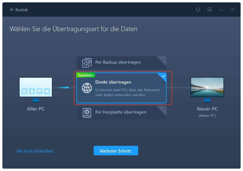 Verbinden Sie alte und neue Computer