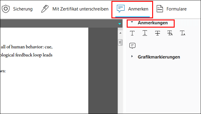 Anmerkungen auswählen