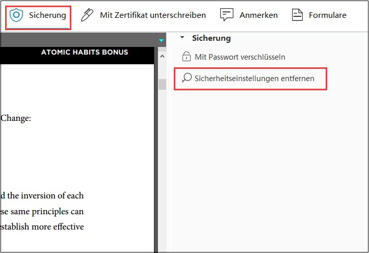 PDF-Datei Passwort entfernen