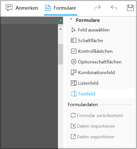 Textfeld auswählen