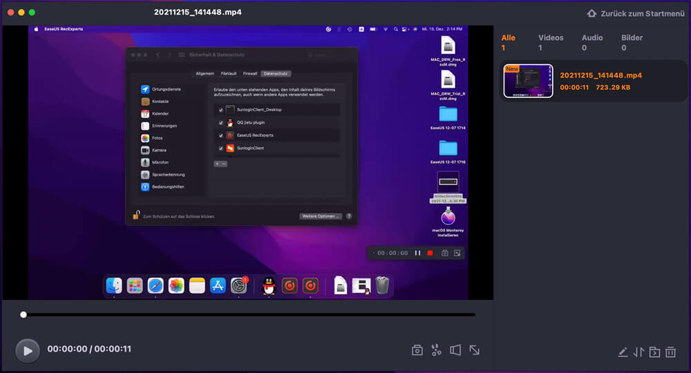 Bildschirm auf Mac aufnehmen