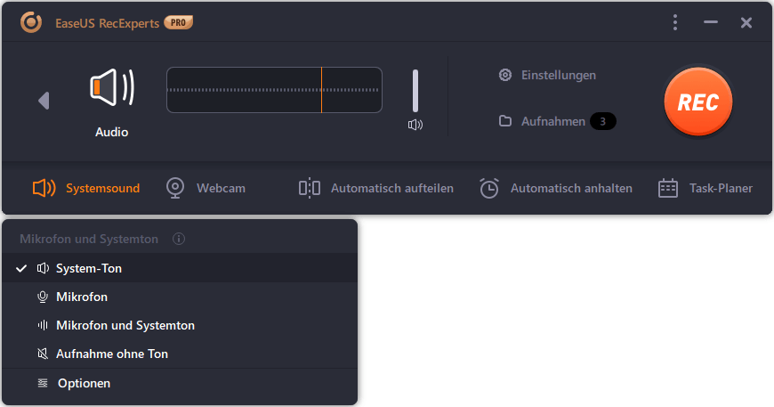 Wählen Sie Systemsound als Ausgabe