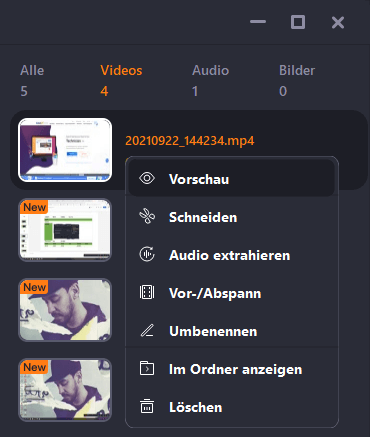 Aufgenommenes Video bearbeiten