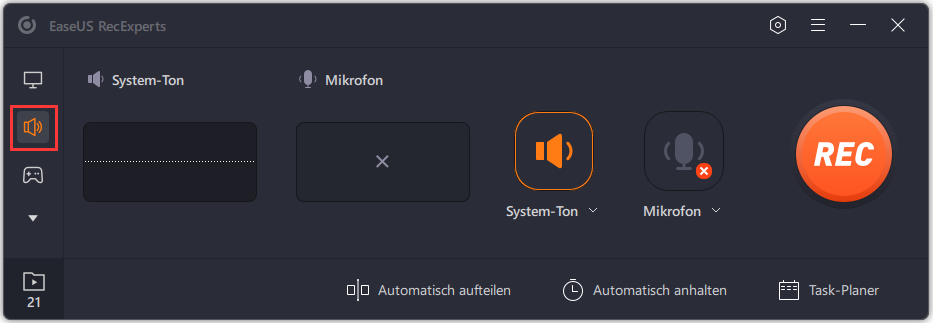 PC-Sound als MP3-Dateien speichern - Audio-Aufnahme auswählen.