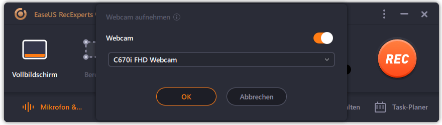 Webcam mit Ton aufnehmen - EaseUS RecExperts