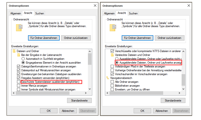 Desktop.ini-Datei prüfen und löschen