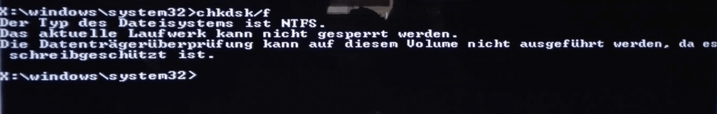 Fehlermeldung: Die Datenträgerüberprüfung kann auf diesem Volume nicht ausgeführt werden, da es schreibgeschützt ist.