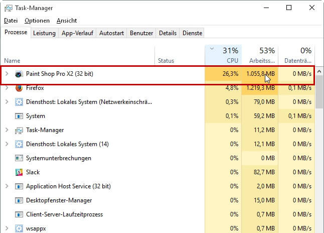 hohe CPU Auslastung beenden