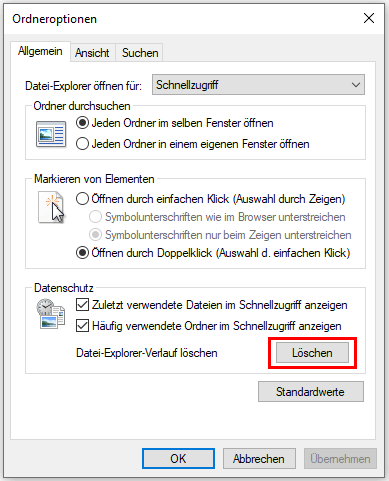 Den Datei-Explorer Cache löschen