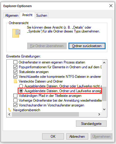 Versteckte Bilder auf der SD-Karte anzeigen
