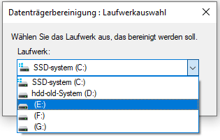 Wählen Sie Laufwerk C und klicken Sie auf OK.