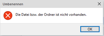 Die Datei bzw. der Ordner ist nicht vorhanden
