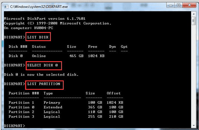 Partition Offset und 4K Ausrichtung überprüfen mit Diskpart
