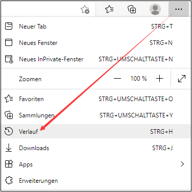 Den Cache in Microsoft Edge löschen - Schritt 1