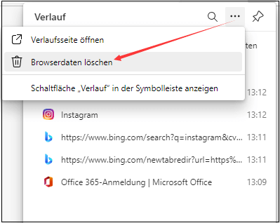 Den Cache in Microsoft Edge löschen - Schritt 2