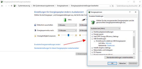 Einstellungen für selektives USB-Energiesparen anpassen, um Fehler USB-Gerät wurde nicht erkannt zu beheben