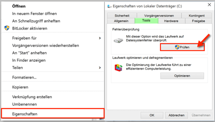 Verwenden Sie das Check-Disk-Tool auf Ihrem USB-Laufwerk