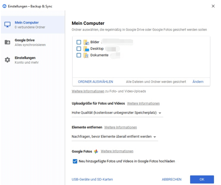 Ordner und Dateien mit Google Drive synchronisieren