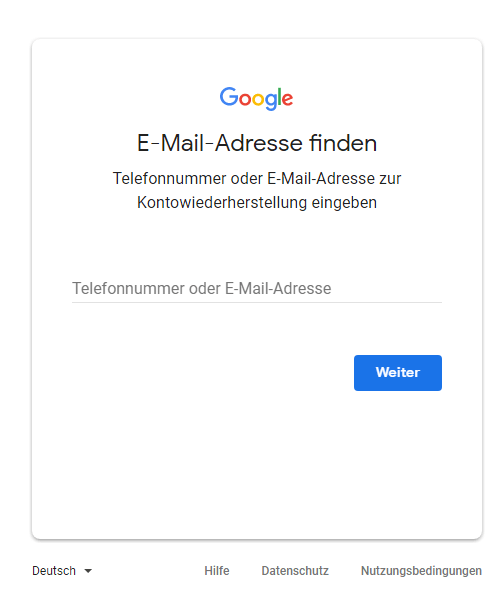 Google konto E-Mail-Adresse finden