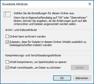 Die verschlüsselten Dateien und Ordner entsperren
