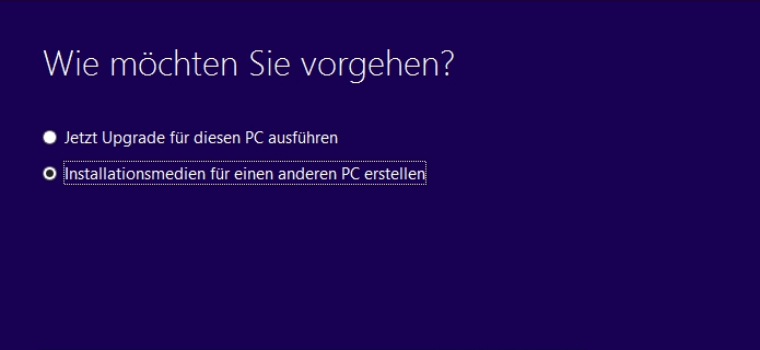 Installationsmedien für einen anderen PC erstellen
