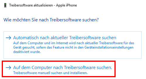 Auf dem Computer nach Treibersoftware suchen
