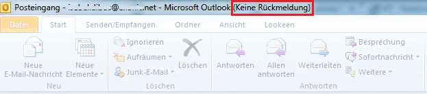 Outlook keine Rückmeldung