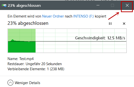 windows 10 Kopiervorgang
