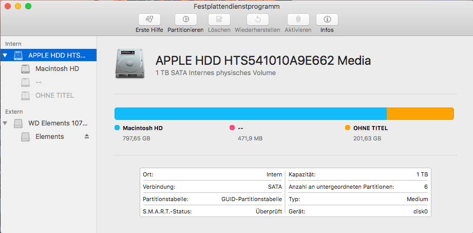 Festplatte unter Mac aktivieren.