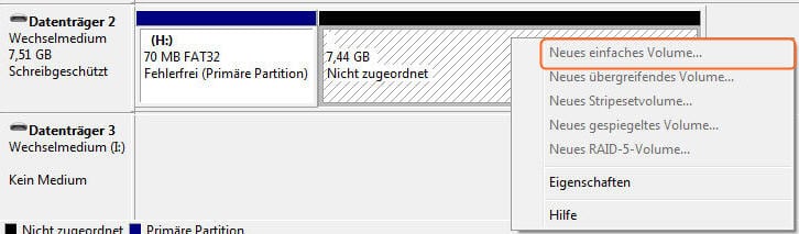 Laufwerksbuchstabe nicht gefunden - Partition erstellen