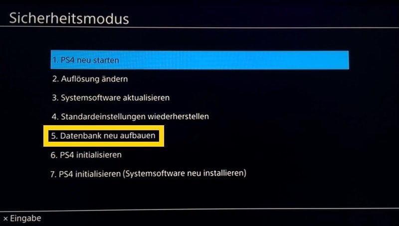 Defekte PS4 Daten im abgesicherten Modus reparieren