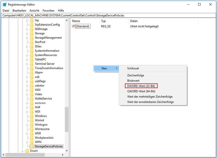 Den Schreibschutz durch Registrierung entfernen - Schritt 3.