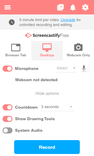 Bildschirmaufnahme mit einer Erweiterung in Chrome