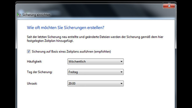 Sicherung auf Basis eines Zeitplans ausführen