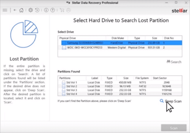 Beste Software zum Wiederherstellen der Partitionen - Stellar Phoenix Partition Recovery