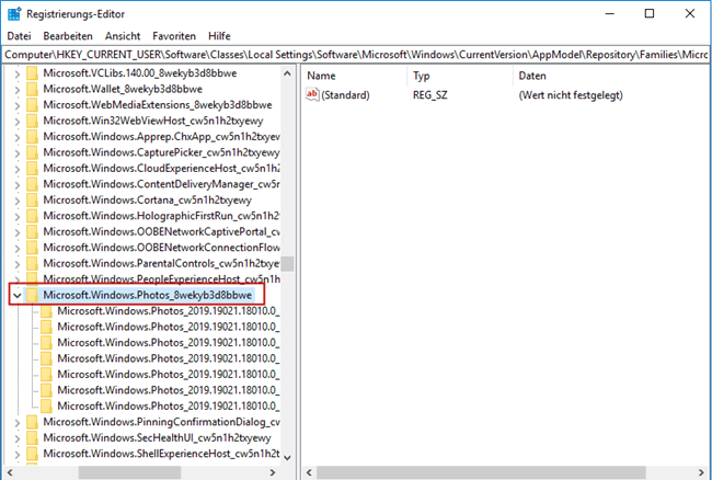 Registrierungsschlüssel im Registrierungs-Editor finden