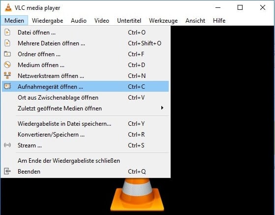 Windows 10 Bildschirm-Aufnahme mit VLC - Schritt 1.