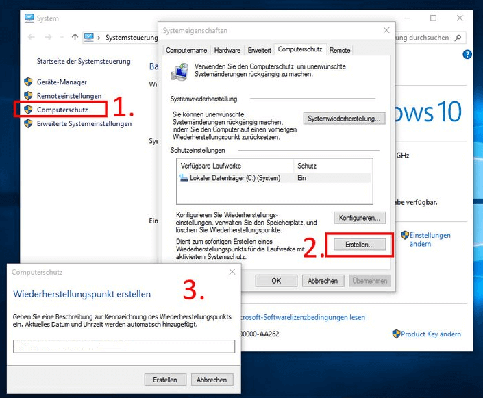 Windows Wiederherstellungspunkt erstellen