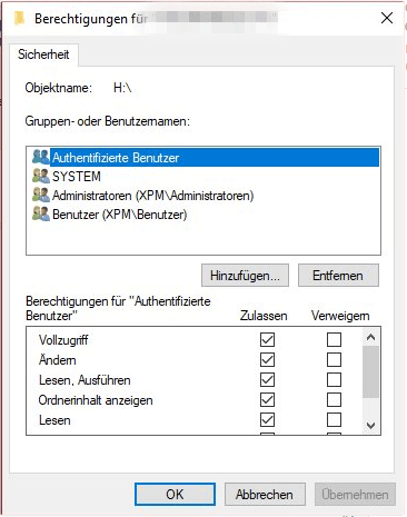 Zugriff-Berechtigungen überprüfen - Schritt 3.